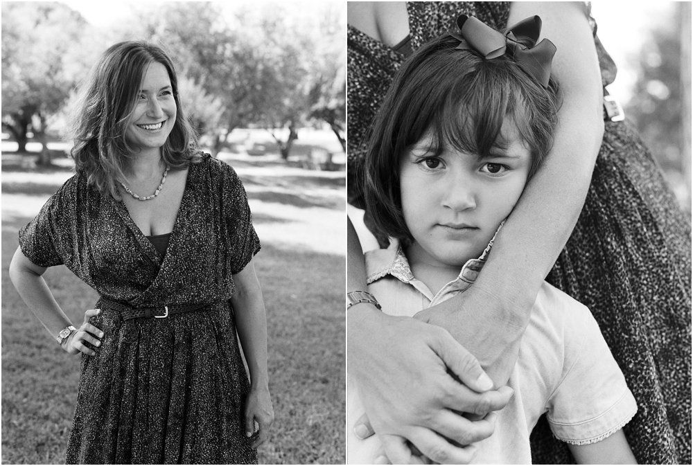 Black and white dyptych of mother and daughter